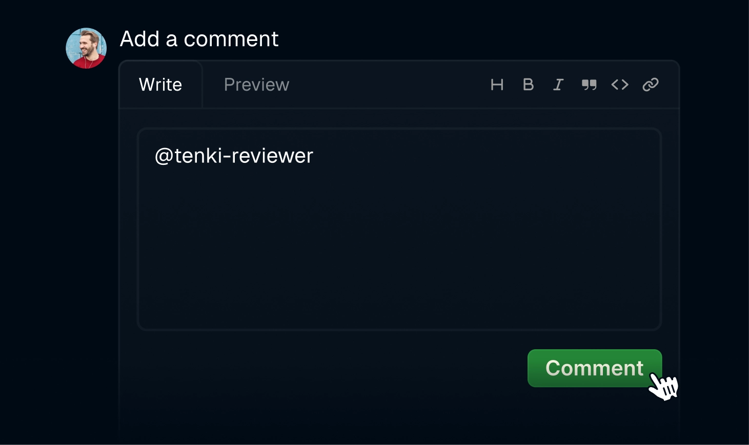 Comment to get ad-hoc reviews